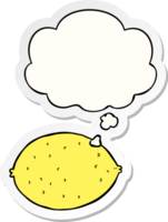 cartoon lemon with thought bubble as a printed sticker png