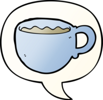 cartoon coffee cup with speech bubble in smooth gradient style png