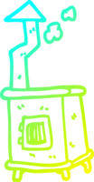 cold gradient line drawing of a cartoon wood burner png