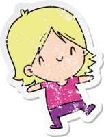 distressed sticker cartoon illustration of a cute kawaii girl png