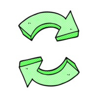 hand drawn comic book style cartoon recycling arrows png