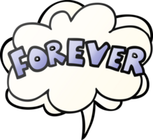 cartoon word Forever with speech bubble in smooth gradient style png