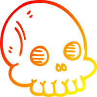 warm gradient line drawing of a cartoon halloween skull png