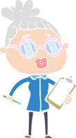 flat color style cartoon manager woman wearing spectacles png