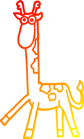 warm gradient line drawing of a cartoon walking giraffe png