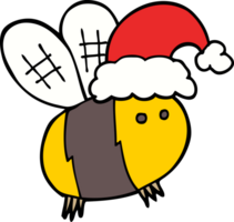 cute cartoon bee wearing christmas hat png