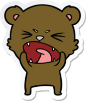 sticker of a angry cartoon bear png