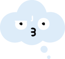 flat color retro cartoon of a thought bubble png