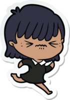 sticker of a annoyed cartoon girl png