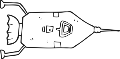 hand drawn black and white cartoon landing craft png