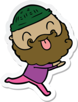 sticker van een rennende man met baard die tong uitsteekt png