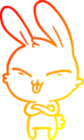 warm gradient line drawing of a cute cartoon rabbit png