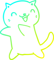 cold gradient line drawing of a cartoon cat png