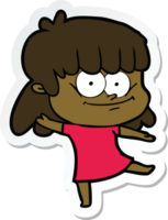 sticker of a cartoon smiling woman png