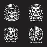 set of skull fellow logo design vector