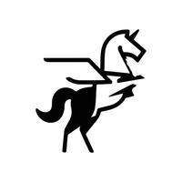 Pegasus, logo, icon, silhouette black and white color design vector