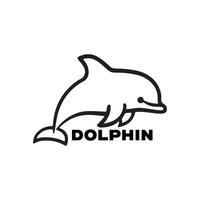 Dolphin jumping logo icon illustration on white background design style vector