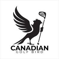 Canadian golf bird logo, icon, minimal logo, silhouette, illustration vector