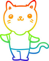 rainbow gradient line drawing of a cartoon cat png