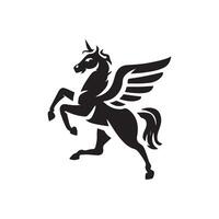 Pegasus, logo, icon, silhouette black and white color design vector