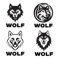 set of wolves logo illustration, icon, silhouette design vector