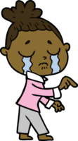 cartoon crying woman pointing png