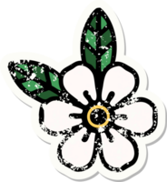 Distressed Sticker Tattoo im traditionellen Stil einer Blume png