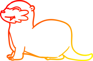 warm gradient line drawing of a laughing otter cartoon png