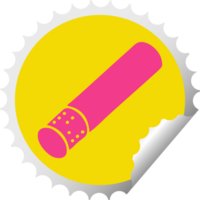 circular peeling sticker cartoon of a cigarette stick png