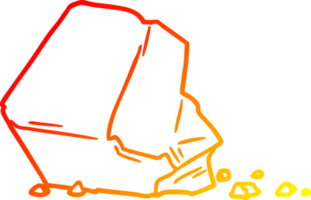 warm gradient line drawing of a cartoon large rock png