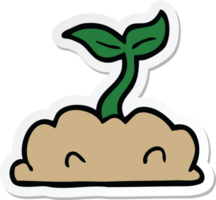 sticker of a cartoon growing seedling png