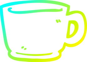 cold gradient line drawing of a cartoon tea cup png