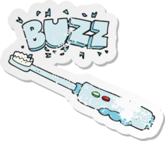 retro distressed sticker of a cartoon buzzing electric toothbrush png