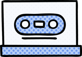 comic book style cartoon of a retro cassette png