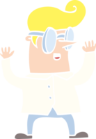 flat color illustration cartoon nerd man png