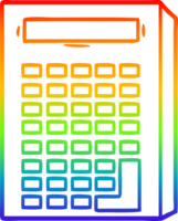 rainbow gradient line drawing of a cartoon calculator png