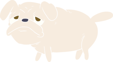 cão pug infeliz dos desenhos animados de estilo de cor plana png