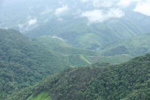 Rice terraces and corn field on complicated hills in Nan Province, Thailand. photo