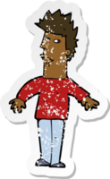 retro noodlijdende sticker van een cartoon bezorgde man png