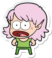 sticker of a cartoon shocked elf girl png