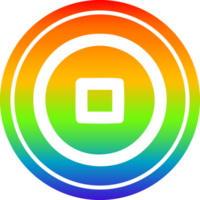 stop button circular icon with rainbow gradient finish png