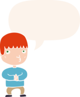cartoon man thinking with speech bubble in retro style png