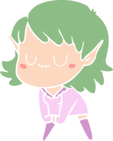 garota elfa de desenho animado estilo de cor plana feliz posando png