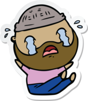 sticker of a cartoon bearded man crying png