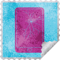 broken electronic tablet square peeling sticker png