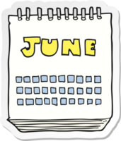 sticker of a cartoon calendar showing month of png