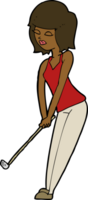 cartoon woman playing golf png