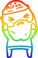 rainbow gradient line drawing of a cartoon man with beard png