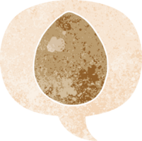 cartoon egg with speech bubble in grunge distressed retro textured style png