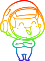 Regenbogen Gradient Linie Zeichnung von ein glücklich Karikatur Astronaut png
